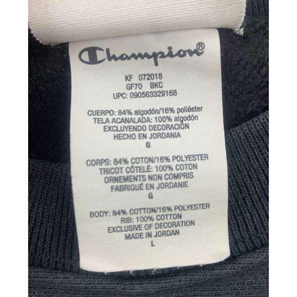 Champion Sweatshirt Men Large Reverse Weave Crewneck Logo Embroidery Black - Picture 9 of 9